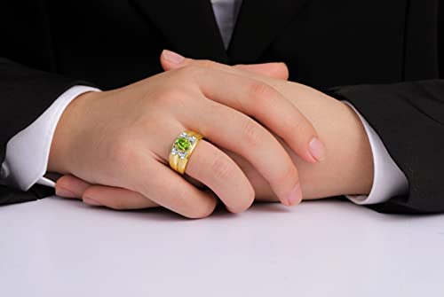 Rylos Simply Elegant Beautiful Peridot & Diamond Ring - August Birthstone* Size 8