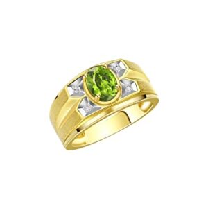 Rylos Simply Elegant Beautiful Peridot & Diamond Ring - August Birthstone* Size 8