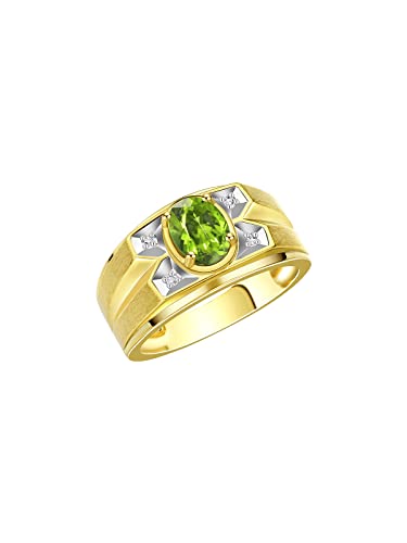 Rylos Simply Elegant Beautiful Peridot & Diamond Ring - August Birthstone* Size 8