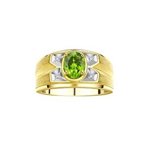 Rylos Simply Elegant Beautiful Peridot & Diamond Ring - August Birthstone* Size 8