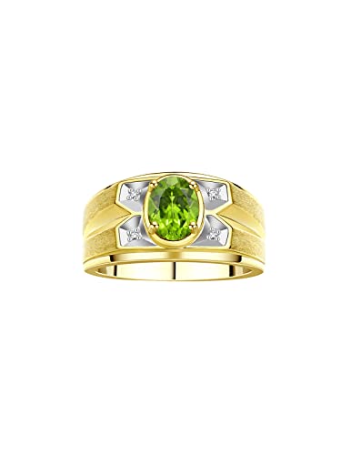 Rylos Simply Elegant Beautiful Peridot & Diamond Ring - August Birthstone* Size 8