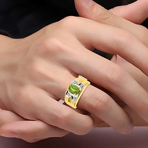 Rylos Simply Elegant Beautiful Peridot & Diamond Ring - August Birthstone* Size 8