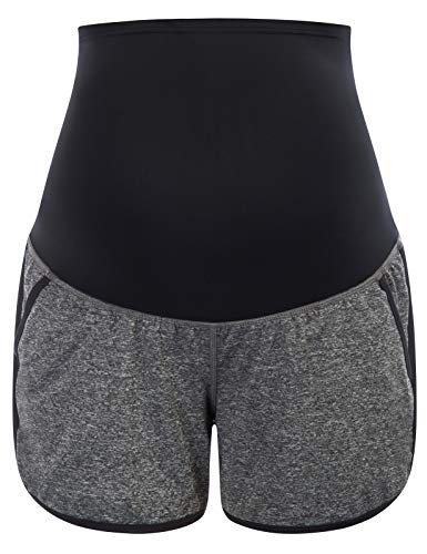 Maternity Athletic Shorts Set 2pcs Quick-Drying 2 in 1 Workout Stretchy Soft Shorts Set 2pcs Dark Gray+Navy S