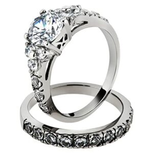 1Pc/2Pcs Exquisite Smooth Surface Wedding Bands Alloy Simple Cubic Zirconia Hers His Rings Charm Jewelry Finger Bands