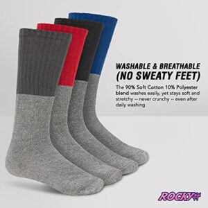 Rocky Cotton Boot Socks For Men & Women (Thermal & Insulated) Warm for Cold Work, Hunting, Fishing (Black - 6 Pack)