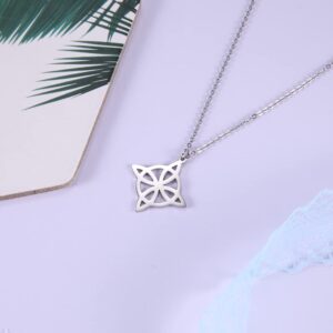 TEAMER Stainless Steel Witch Celtic Knot Witchcraft Necklace for Women Geometric Pendant Vintage Jewelry (Style 1 - Silver)