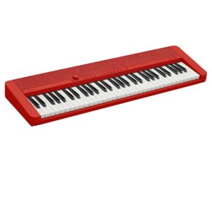 Casio Casiotone CT-S1 61-Key Piano Style Portable Keyboard, Red Bundle with Bench, Stand, Studio Monitor Headphones, Sustain Pedal