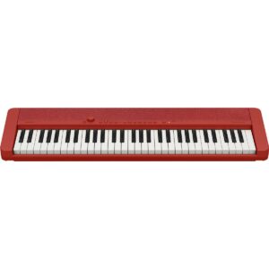 Casio Casiotone CT-S1 61-Key Piano Style Portable Keyboard, Red Bundle with Bench, Stand, Studio Monitor Headphones, Sustain Pedal