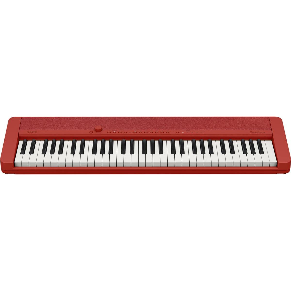 Casio Casiotone CT-S1 61-Key Piano Style Portable Keyboard, Red Bundle with Bench, Stand, Studio Monitor Headphones, Sustain Pedal