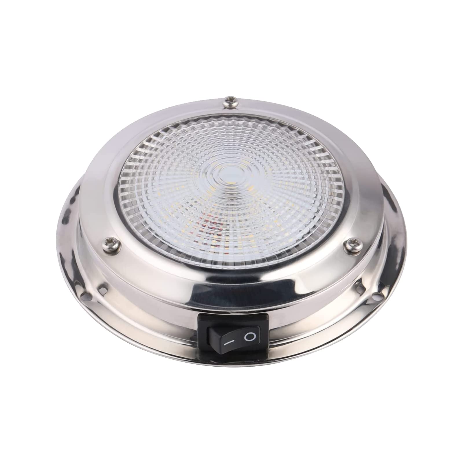 Besramtic Marine Dome Light LED Boat Cabin Lights White with Switch Stainless Steel Surface Mount 12 Volts (4.18 Inches)