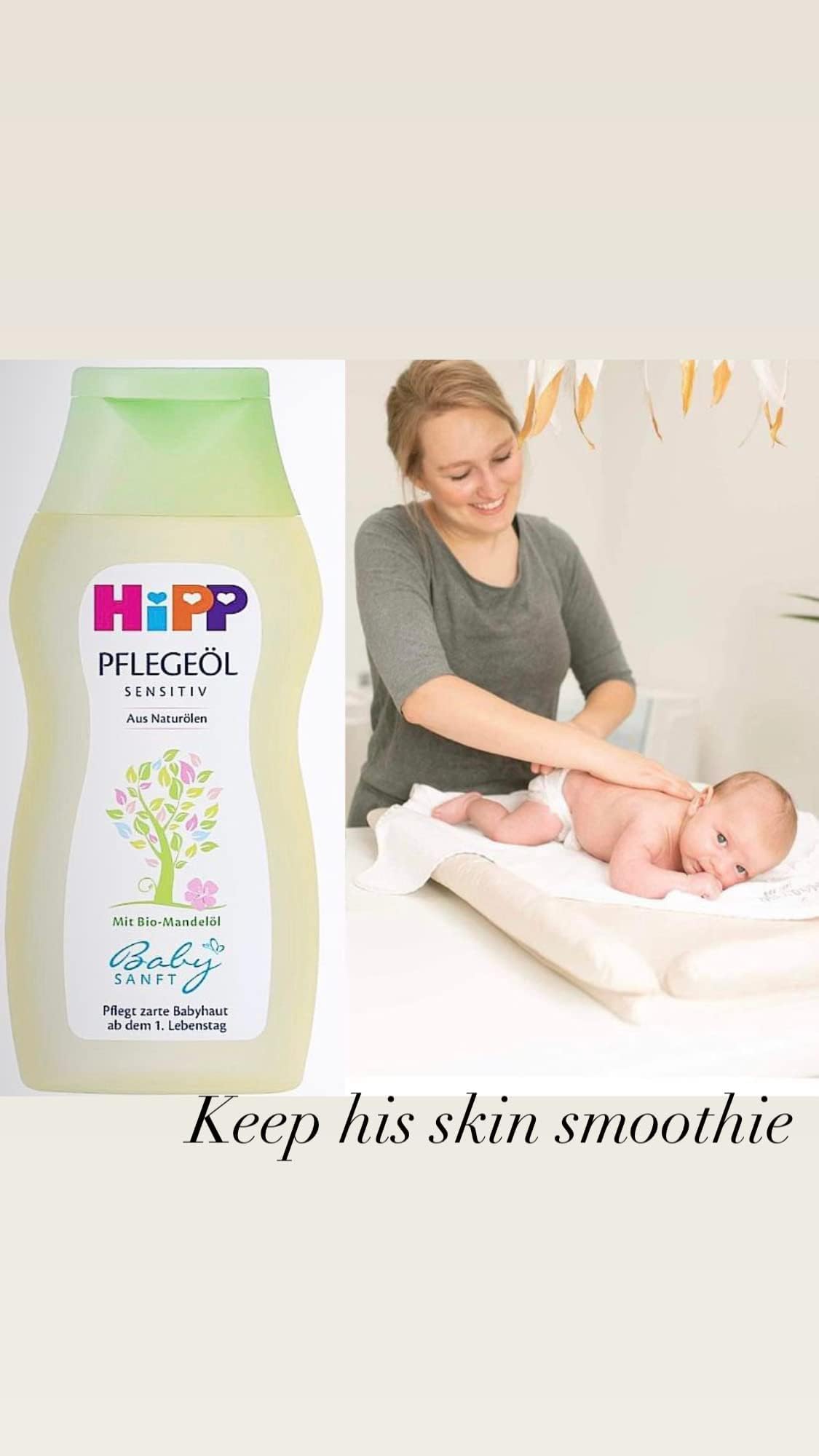 Hipp Baby Body Oil with Organic Almond Oil - 200 ml - German -