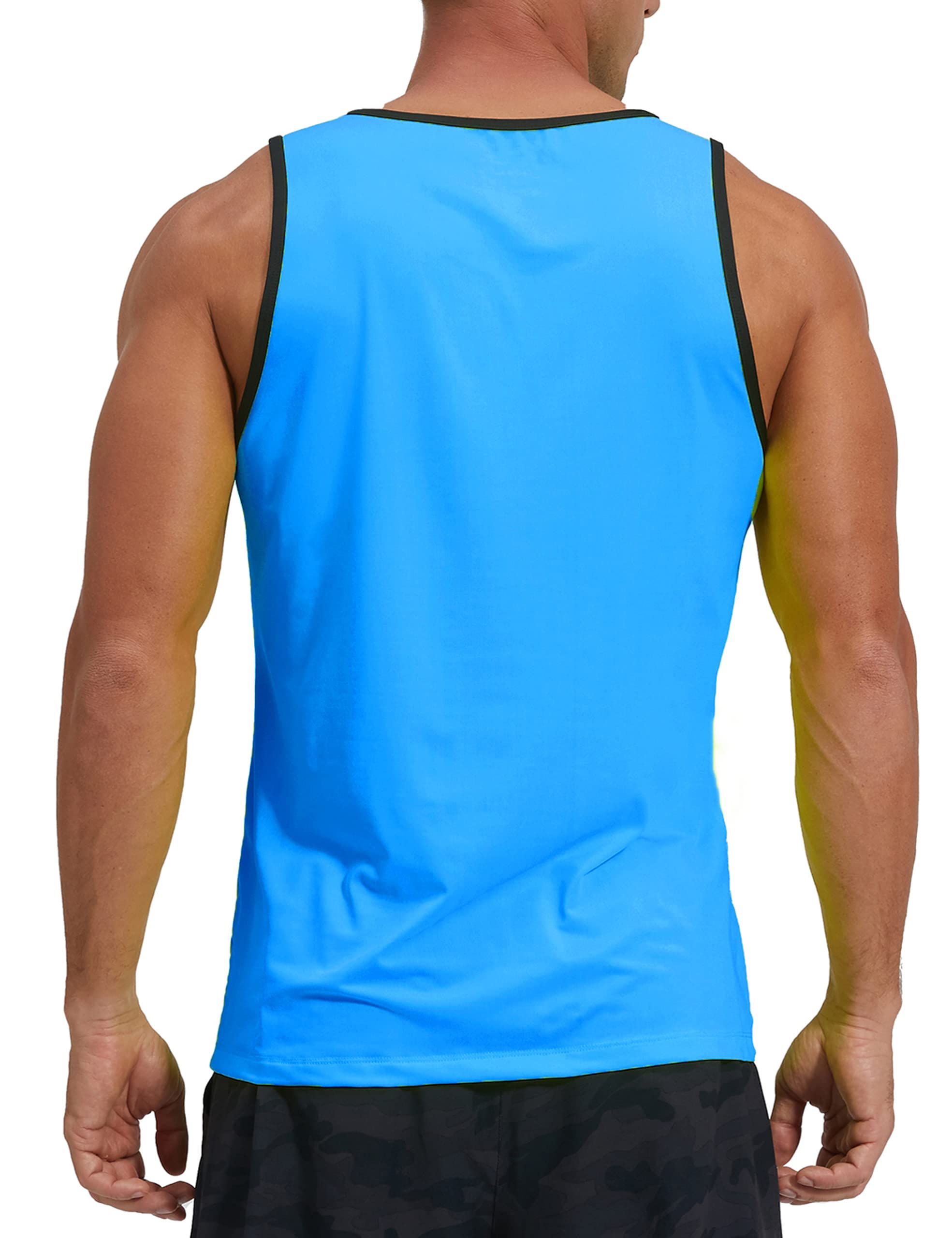 KPSUN Men's Quick Dry Swim Tank Tops Workout Athletic Gym Bodybuilding Fitness Sleeveless Beach Shirts Big and Tall(Sky Blue,M)