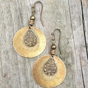 Bohemian - Brass Dangle Earrings - Ethnic Jewelry