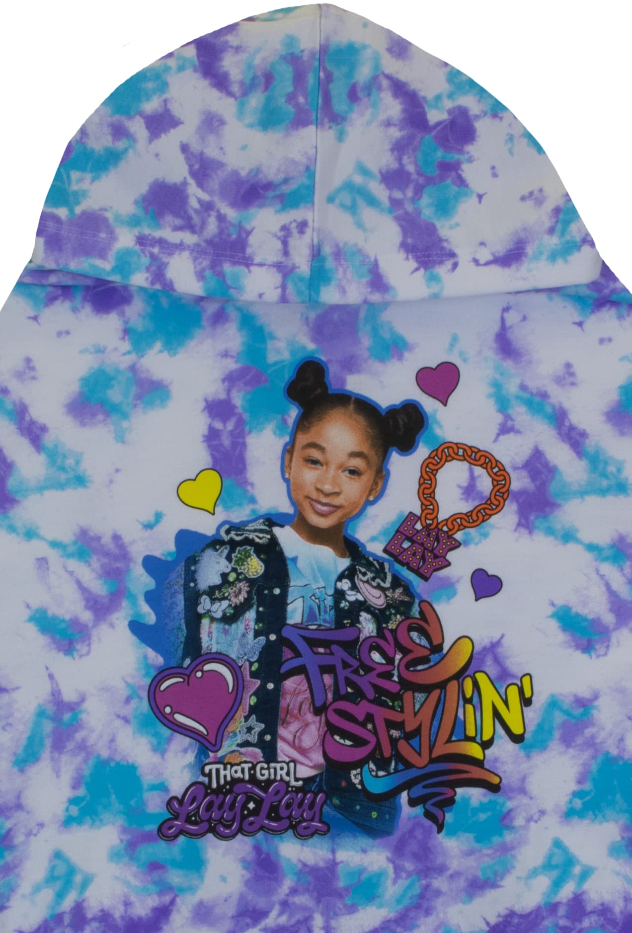 Nickelodeon That Girl Lay Lay Hoodie and T-Shirt Combo 2-Pack for Girls, Girls Hooded Sweatshirt and Tee Bundle Set (Tye Dye/Purple, Size 6/6X)