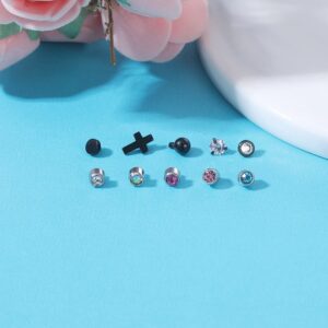 ZS 16G Dermal Surgical Steel Diamond Tops for Men Women Surface Tops Black Gold Microdermal Piercing Jewelry (B:20pcs Tops)