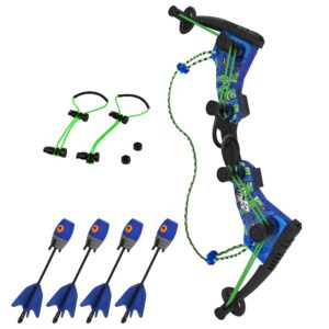 Zing HyperStrike Dominator Bow Pack - 1 Blue Dominator Bow, 4 Blue Zonic Whistle Arrows, 1 Set of Bungee Replacement and 1 Shoulder Strap - Great for Long Range Outdoor Play, for Ages 14 and Up