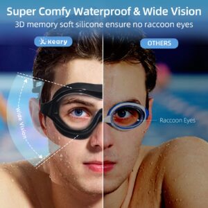 Keary 2 Pack Swimming Goggles Anti-fog Swim goggles for Adult Men Women Youth, UV Protection Waterproof Big Frame Clear Swim Goggles Pool Water Glasses Swim Mask, Underwater Goggles for Swimming