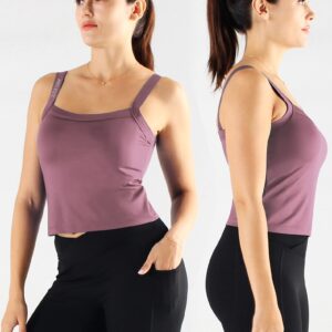 NELEUS Women's 3 Pack Compression Athletic Tank Top with Bra,8088,black/grey/rose red,Large