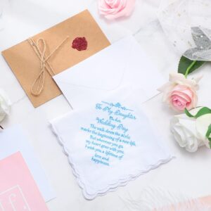 Tegeme Brides Handkerchief Wedding Handkerchief for Daughter Wedding Gift Keepsake Hankie and Angel Blue Bride Handkerchief (Elegant Style)