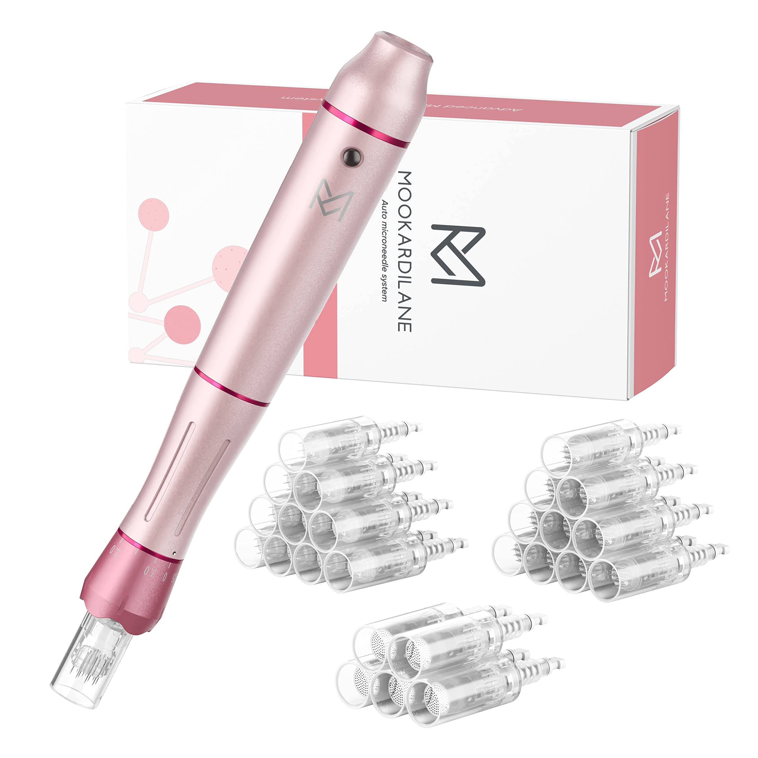 Beauty Massage Pen Professional K7 Cordless Skin Care Tool Kit for Face Beard Hair Electric Pink by Mookardilane Pro kit w/ 25 pcs tips