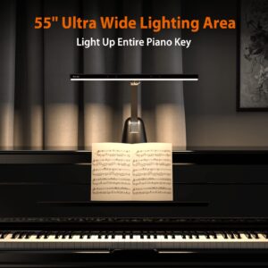 Quntis 55'' Ultra Wide Illumination Piano Light, 12W LED Professional Eye Caring Piano Lamp with Auto-Dimming, Dimmable Modern Reading Lamp, 2H Timer, Music Stand Light for Upright Piano