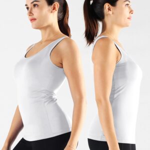 NELEUS Women's 3 Pack Running Compression Tank Top with Bra,8087,black/grey/white,X-Large