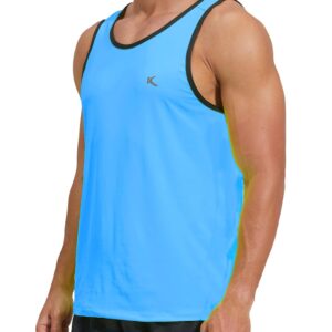 KPSUN Men's Quick Dry Swim Tank Tops Workout Athletic Gym Bodybuilding Fitness Sleeveless Beach Shirts Big and Tall(Sky Blue,M)