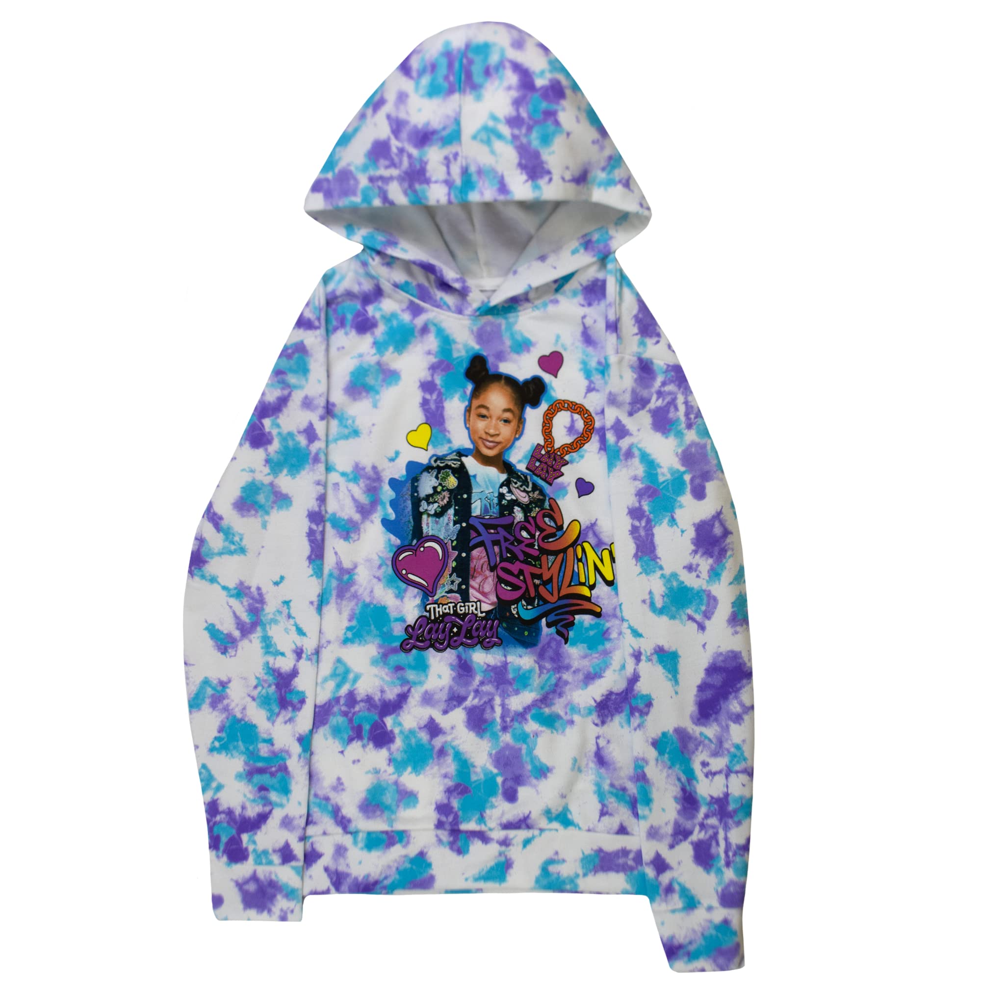 Nickelodeon That Girl Lay Lay Hoodie and T-Shirt Combo 2-Pack for Girls, Girls Hooded Sweatshirt and Tee Bundle Set (Tye Dye/Purple, Size 6/6X)