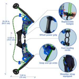 Zing HyperStrike Dominator Bow Pack - 1 Blue Dominator Bow, 4 Blue Zonic Whistle Arrows, 1 Set of Bungee Replacement and 1 Shoulder Strap - Great for Long Range Outdoor Play, for Ages 14 and Up