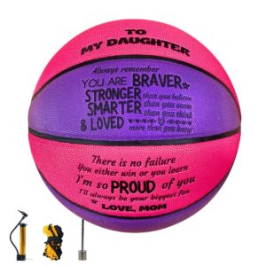 CybGene Engraved Basketball for Daughter, to My Daughter Basketball from Mom, Personalized Engraved Basketball with Warm Message to Daughter, Birthday Day Gifts for Daugther