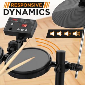 Pyle 8-Piece Electric Drum Set with MIDI Support, Preloaded Sounds, Cymbals, and Digital Foot Pedals