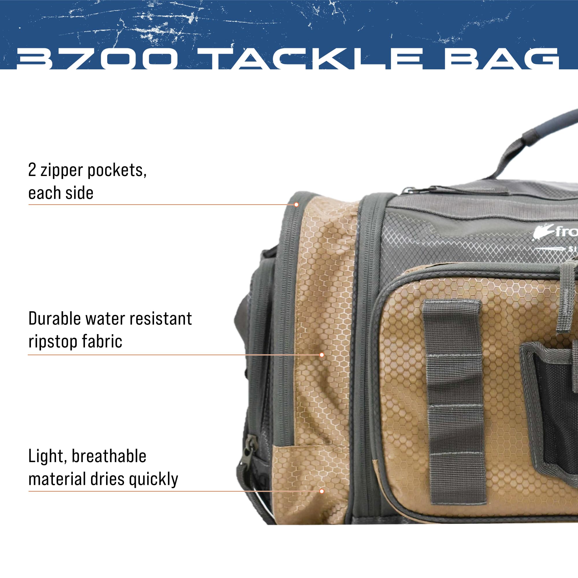 FROGG TOGGS Heavy Duty Fishing Tackle Duffle Bag, Solid Brown Elements, 3700