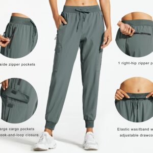 Libin Women's Cargo Joggers Lightweight Quick Dry Hiking Pants Athletic Workout Lounge Casual Outdoor, Metropolis Gray XL