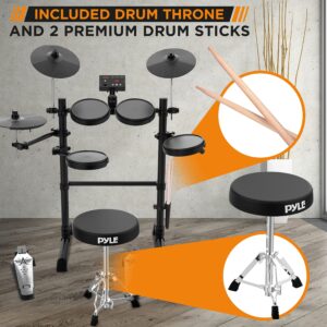 Pyle 8-Piece Electric Drum Set with MIDI Support, Preloaded Sounds, Cymbals, and Digital Foot Pedals