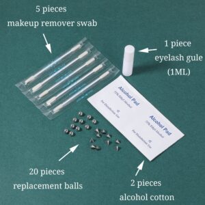 ZS 20Pcs Fake Eyebrow Rings Nose Lip Labret Studs, 4mm 5mm Replacement Ball Cone with Eyelash Glue, Non-Piercing Body Jewelry Fake Skin Piercing (4mm)