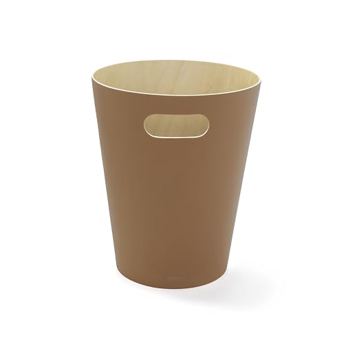 Umbra Woodrow 2 Gallon Modern Wooden Trash Can Wastebasket or Recycling Bin for Home or Office, Sierra