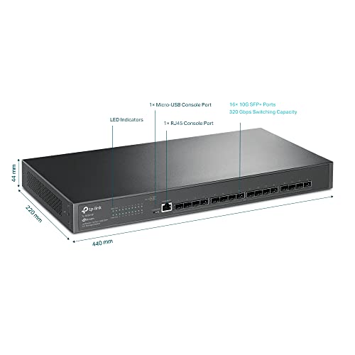 TP-Link TL-SX3016F | 16 Port 10G SFP+ Enterprise Level Switch | L2+ Smart Managed | Omada SDN Integrated | IPv6 | Static Routing | L2/L3/L4 QoS, IGMP & LAG | 5 Year Manufacturer Warranty