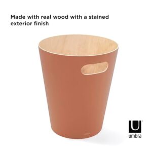 Umbra Woodrow 2 Gallon Modern Wooden Trash Can Wastebasket or Recycling Bin for Home or Office, Sierra