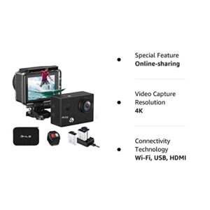 HLS 4k Action Camera Waterproof with 3 Batteries,Underwater Camera with Wide Angle Lens,Outdoor Sports Camera with Selfie Stick Kit & Remote Control