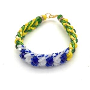 Ilde Tejido de Yemaya/ Orula - Yemaya/ Orula Religious Bracelet, blue, green, yellow, One Size