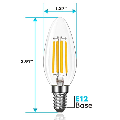 LUXRITE Candelabra LED Light Bulbs 100 Watt Equivalent, 800 Lumens, 3000K Soft White, 7W, B11 Dimmable Chandelier Light Bulbs, Damp Rated, Clear Glass, Torpedo Shape, UL Listed, E12 Base (6 Pack)