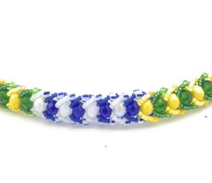 Ilde Tejido de Yemaya/ Orula - Yemaya/ Orula Religious Bracelet, blue, green, yellow, One Size