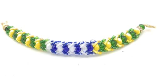 Ilde Tejido de Yemaya/ Orula - Yemaya/ Orula Religious Bracelet, blue, green, yellow, One Size