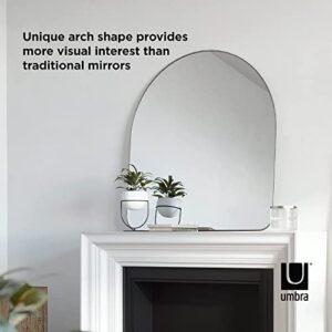 Umbra Hubba Arched Wall Mirror with Metallic Frame, Modern Style for Bathroom, Entryway, Living Room and More, 34 x 36-Inch, Titanium