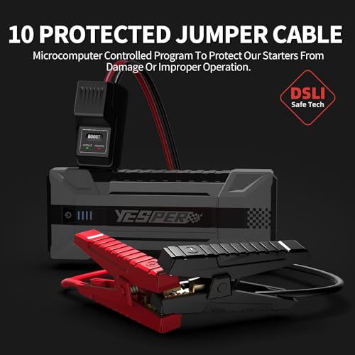 YESPER Battery Jump Starter - 4120A Peak Portable Car Starter (All Gas, up to 10.0L Diesel Engine), Auto Battery Booster Pack,Jump Box, DSLI Safe Tech Safely Start All 12V Vehicle& DC 15V Ports