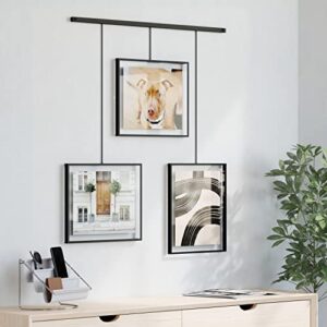 Umbra Exhibit Picture Frame Gallery Set, Adjustable Wall Collage Displays Three 8x10" Photos, Set of 3 Large, Black