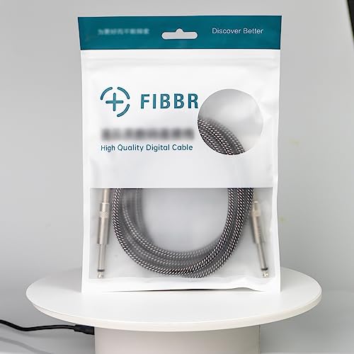 FIBBR 6.35mm to 6.35mm Stereo Audio Cable 3FT/1M, Straight 1/4" TS Audio Guitar Male Jack Instrument Lead with Nylon Braided for Electric Guitar, Bass, Amplifier, Mixer, Keyboard, Speaker