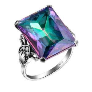 WDIYIEETN Mystic Rainbow Topaz 925 Sterling Silver Ring Women Wedding Engagement Rings Size 6-10 (9)