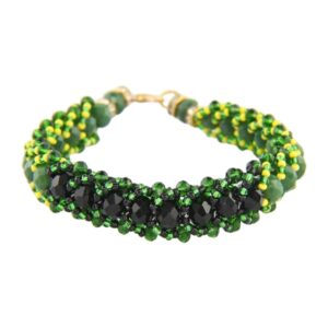 ilde de orula con ogun - orunmila and oggun religious bracelet, green, black, yellow, one size