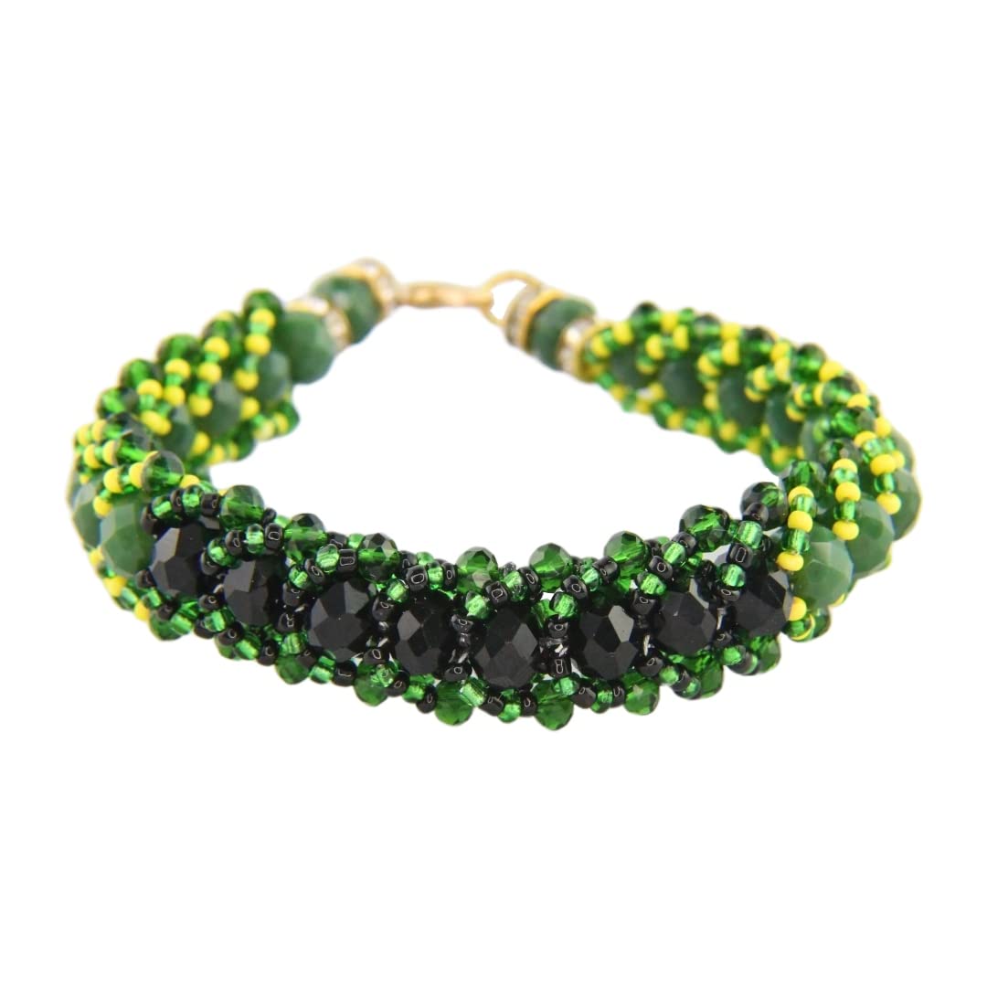 Ilde de Orula con Ogun - Orunmila and Oggun Religious Bracelet, green, black, yellow, One Size